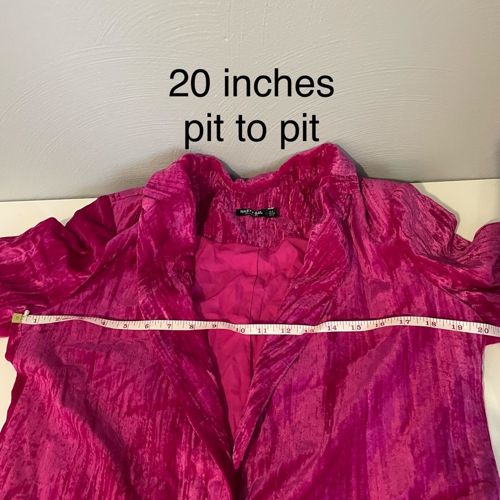 Nasty Gal Fuchsia Crushed Velvet Oversized Blazer - Pink - Picture 8 of 11